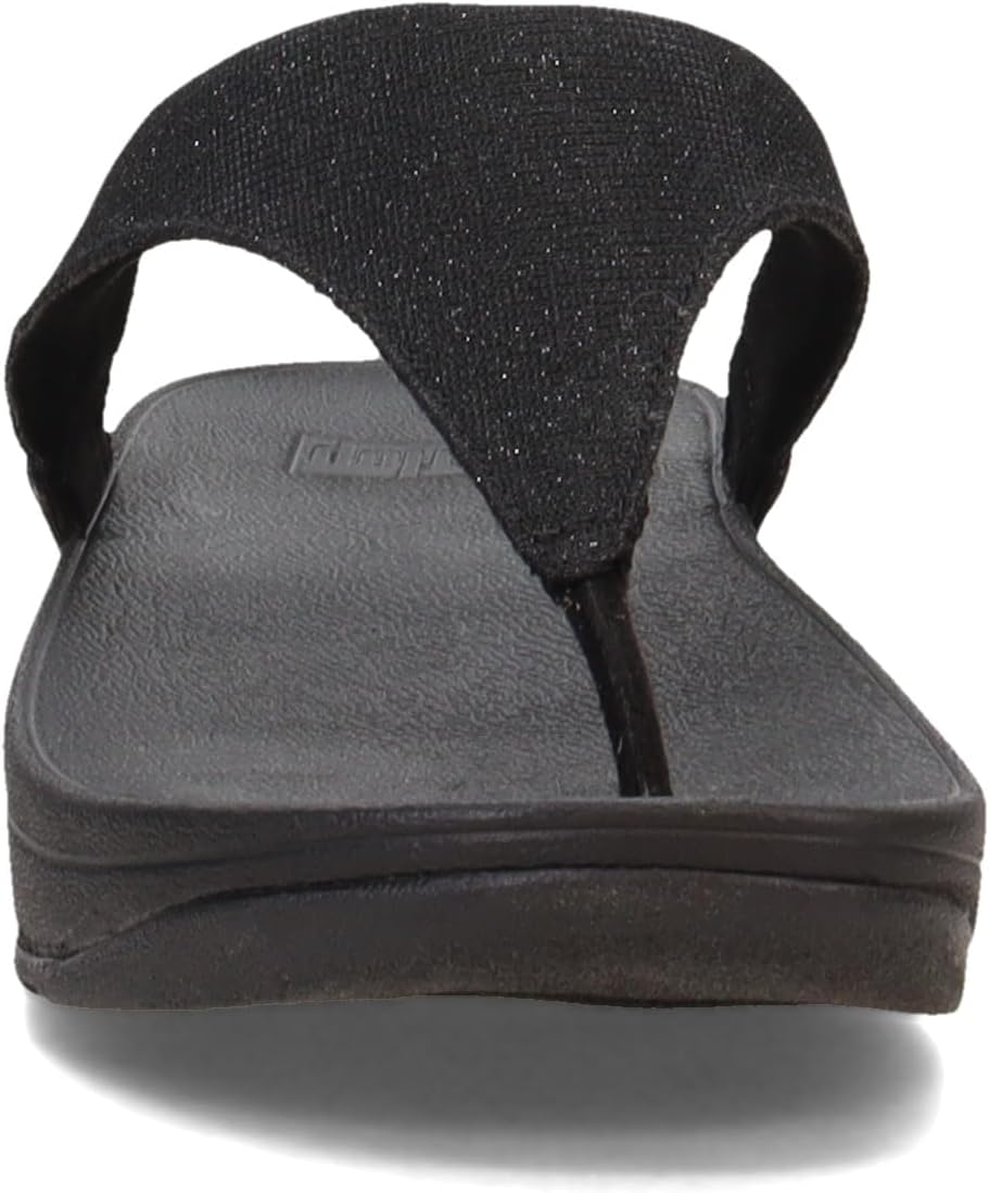 FitFlop FZ8-090 Lulu Shimmerlux Toe-Post Sandals, Flat Heel, Synthetic Rubber (Like New)