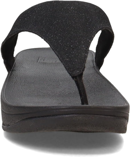 FitFlop FZ8-090 Lulu Shimmerlux Toe-Post Sandals, Flat Heel, Synthetic Rubber (Like New)
