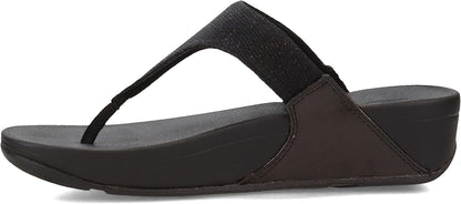 FitFlop FZ8-090 Lulu Shimmerlux Toe-Post Sandals, Flat Heel, Synthetic Rubber (Like New)