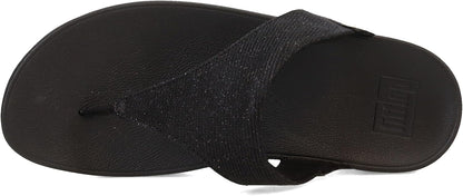FitFlop FZ8-090 Lulu Shimmerlux Toe-Post Sandals, Flat Heel, Synthetic Rubber (Like New)