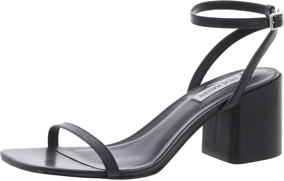 Steve Madden Women's Audrina Heeled Sandal, Rubber Sole, Size 8.5, Black Leather (Like New)