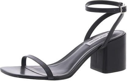 Steve Madden Women's Audrina Heeled Sandal, Rubber Sole, Size 8.5, Black Leather (Like New)
