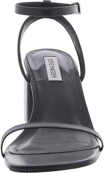 Steve Madden Women's Audrina Heeled Sandal, Rubber Sole, Size 8.5, Black Leather (Like New)