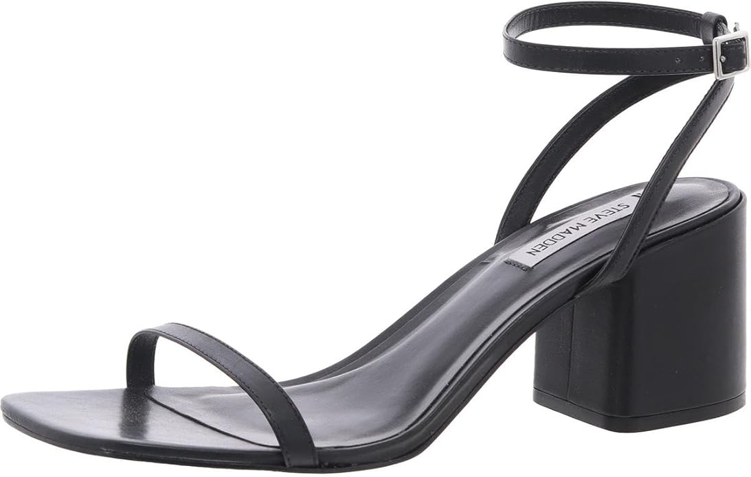Steve Madden Women's Audrina Heeled Sandal, Rubber Sole, Size 8.5, Black Leather (Like New)