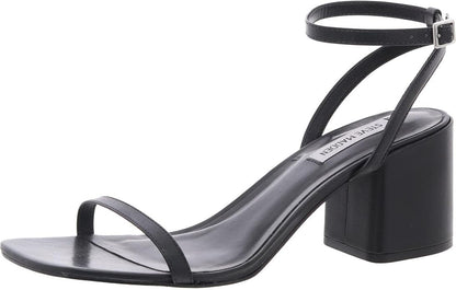 Steve Madden Women's Audrina Heeled Sandal, Rubber Sole, Size 8.5, Black Leather (Like New)