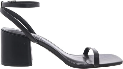 Steve Madden Women's Audrina Heeled Sandal, Rubber Sole, Black Leather, Size 8 (Like New, Damaged Retail Box)