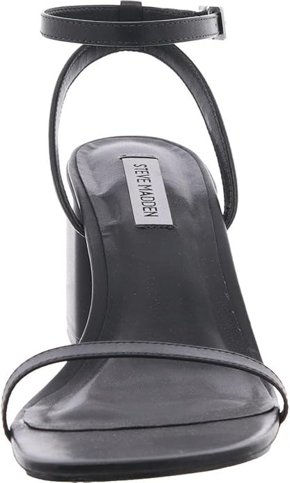 Steve Madden Audrina Heeled Sandal for Women's - Black Leather, Size 9.5 (Like New, No Retail Box)