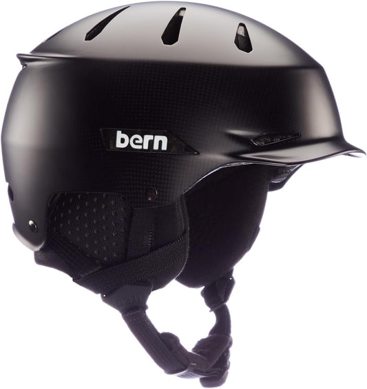 BERN Hendrix Adult Snowsports Ski & Snowboard Helmet, Carbon Gloss Black - Large (Like New, Damaged Retail Box)