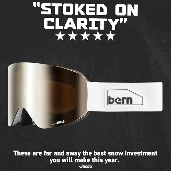 BERN B-1 Magnetic Change Dual Zeiss Sunny & Cloudy Lens Snow Goggles with Bag (Like New)