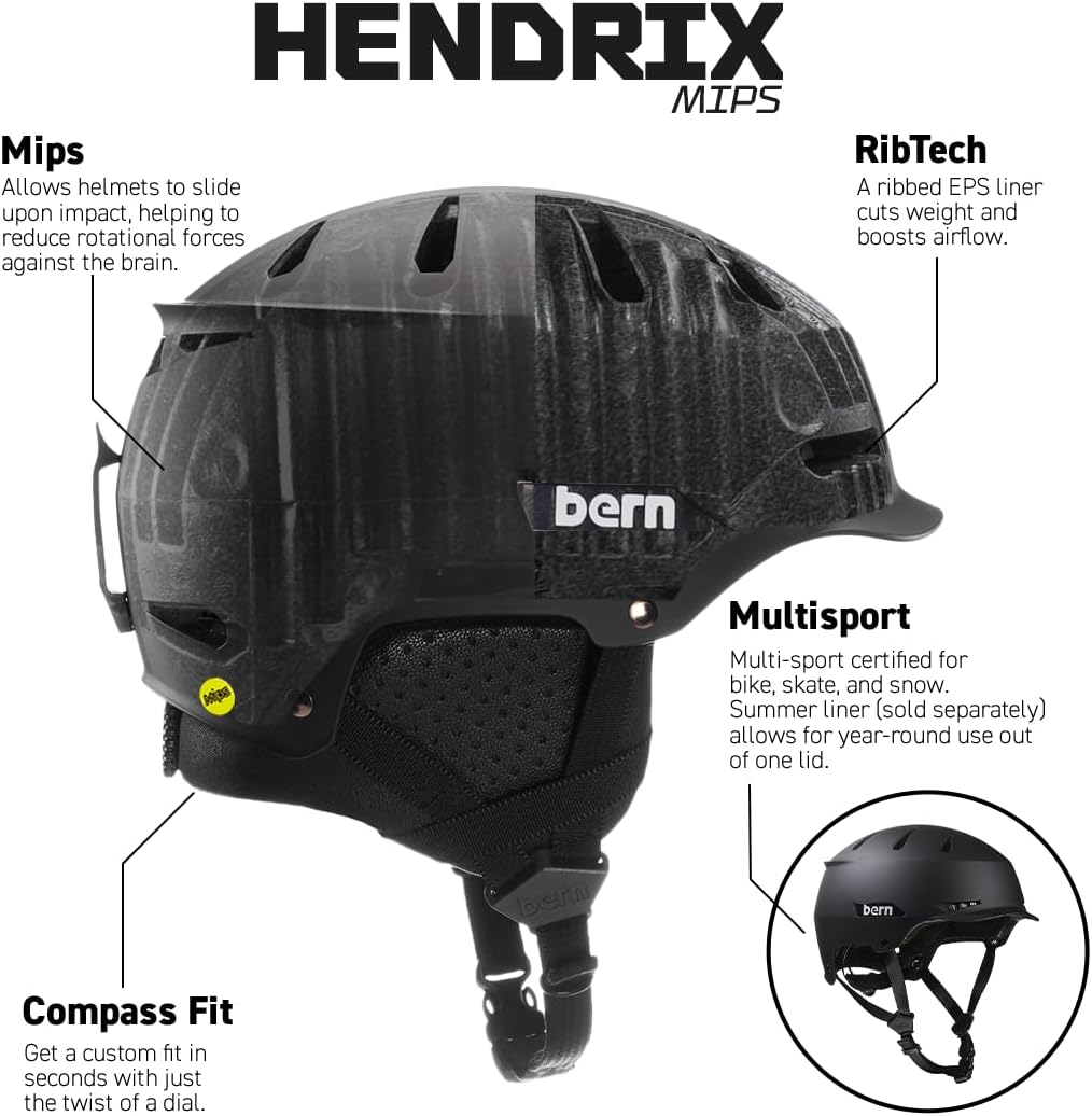 BERN Hendrix MIPS Adult Snowsports Ski & Snowboard Helmet, Anti-Fog Ventilation (Like New)