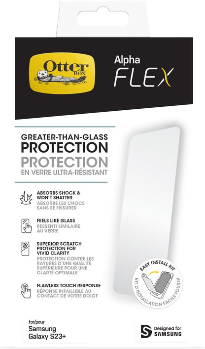 OtterBox Alpha Flex Screen Protector for Galaxy S23+, Flawless Touch Response (Like New)
