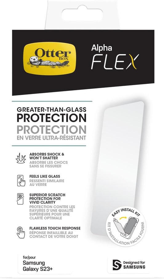 OtterBox Alpha Flex Screen Protector for Galaxy S23+, Flawless Touch Response (Like New)