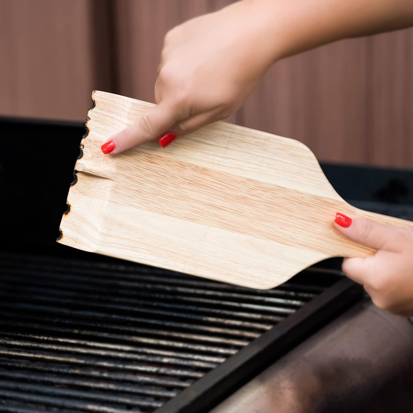 Mr. Bar-B-Q Oversized Design Premium Wood Grill BBQ Custom Fit Scraper & Brush (Like New)