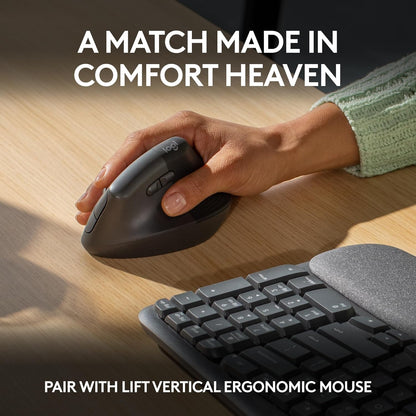Logitech Wave Keys Wireless Ergonomic Keyboard Fit for Laptop/Desktop - Graphite (New)