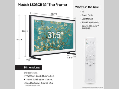 Samsung LS03B Series 32" QLED 4K Anti-Reflection Matte Display Smart TV - Black (Like New)