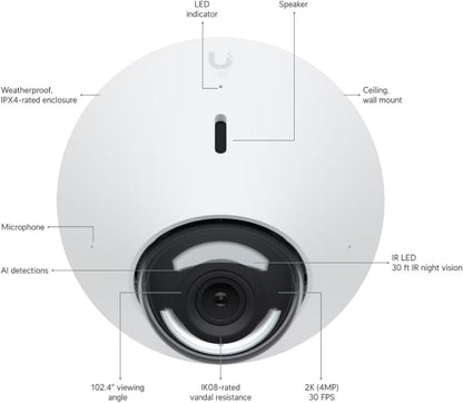 Ubiquiti Networks UniFi G5 Dome 2K HD PoE Ceiling Camera - 5MP, 30FPS, Low-Light (New, Damaged Retail Box)