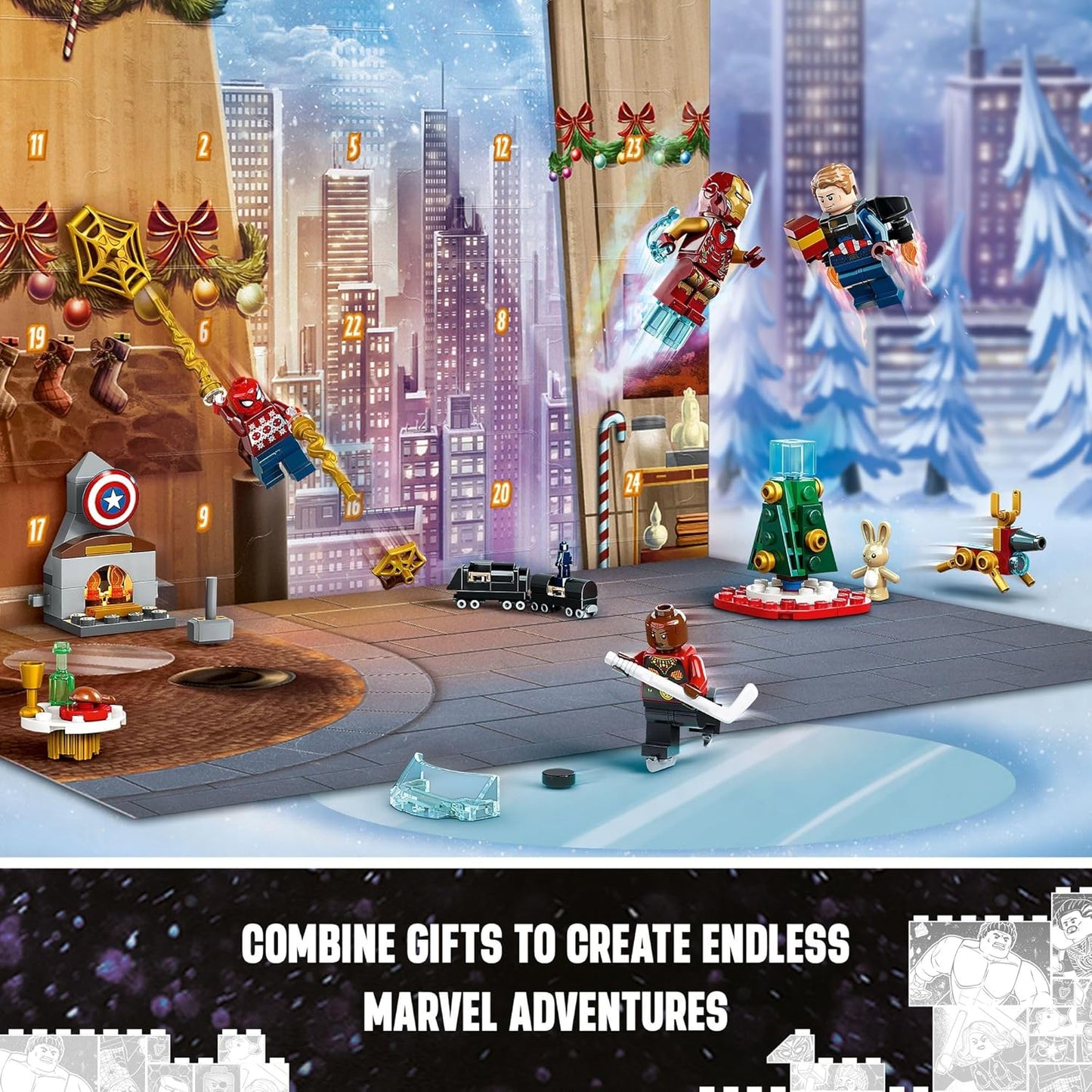 LEGO Marvel Avengers 2023 Advent Holiday Countdown Playset with 7 Super Heroes (New, Damaged Retail Box)