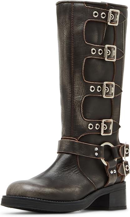 Steve Madden Rocky Knee High Pull-On Leather Block Heel Boot for Women, Mid-Calf (Like New)