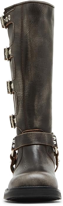Steve Madden Rocky Knee High Pull-On Leather Block Heel Boot for Women, Mid-Calf (Like New)