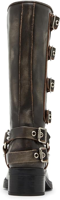 Steve Madden Rocky Knee High Pull-On Leather Block Heel Boot for Women, Mid-Calf (Like New)