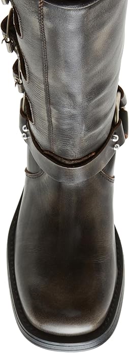 Steve Madden Rocky Knee High Pull-On Leather Block Heel Boot for Women, Mid-Calf (Like New)