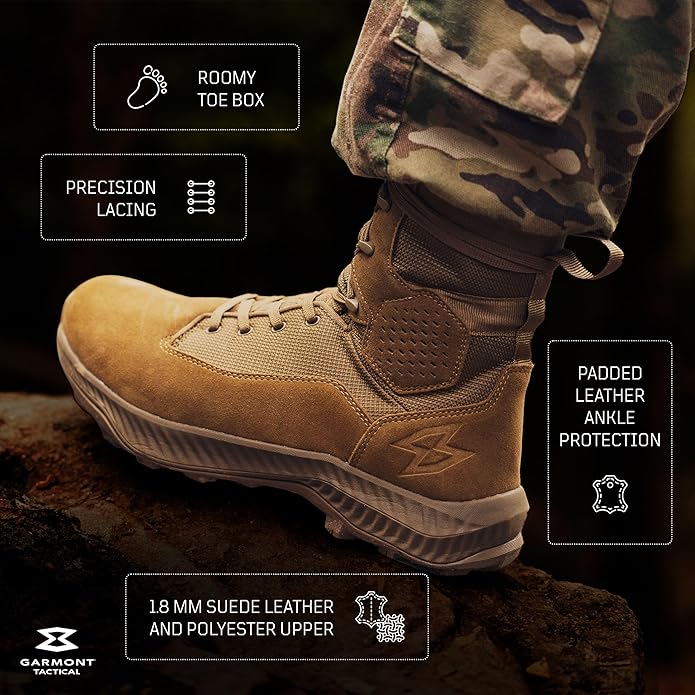 GARMONT T8 Falcon Combat Tactical Boots for Men and Women, Size 7 - Coyote (Like New)