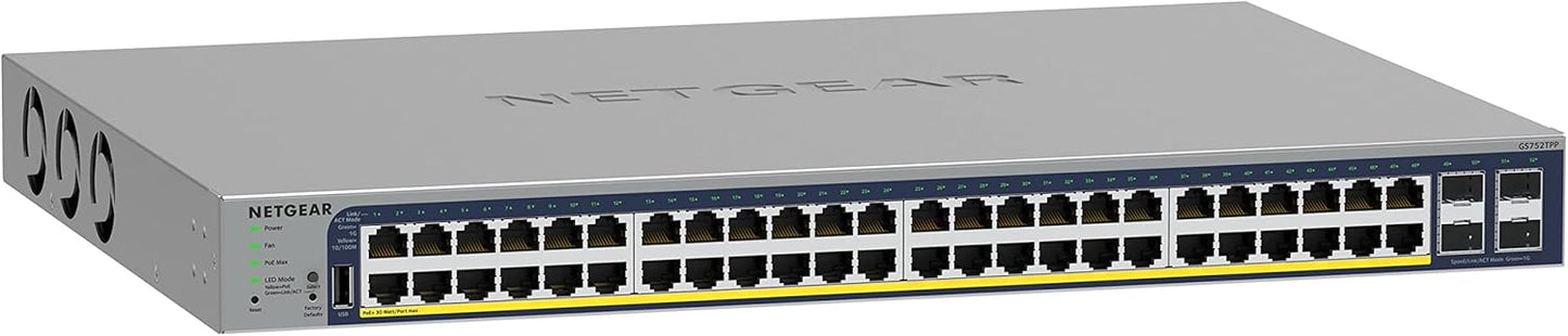NETGEAR GS752TPP 52-Port Gigabit Smart Switch 48 PoE+ 760W Managed w/ 4 SFP Port (Like New)