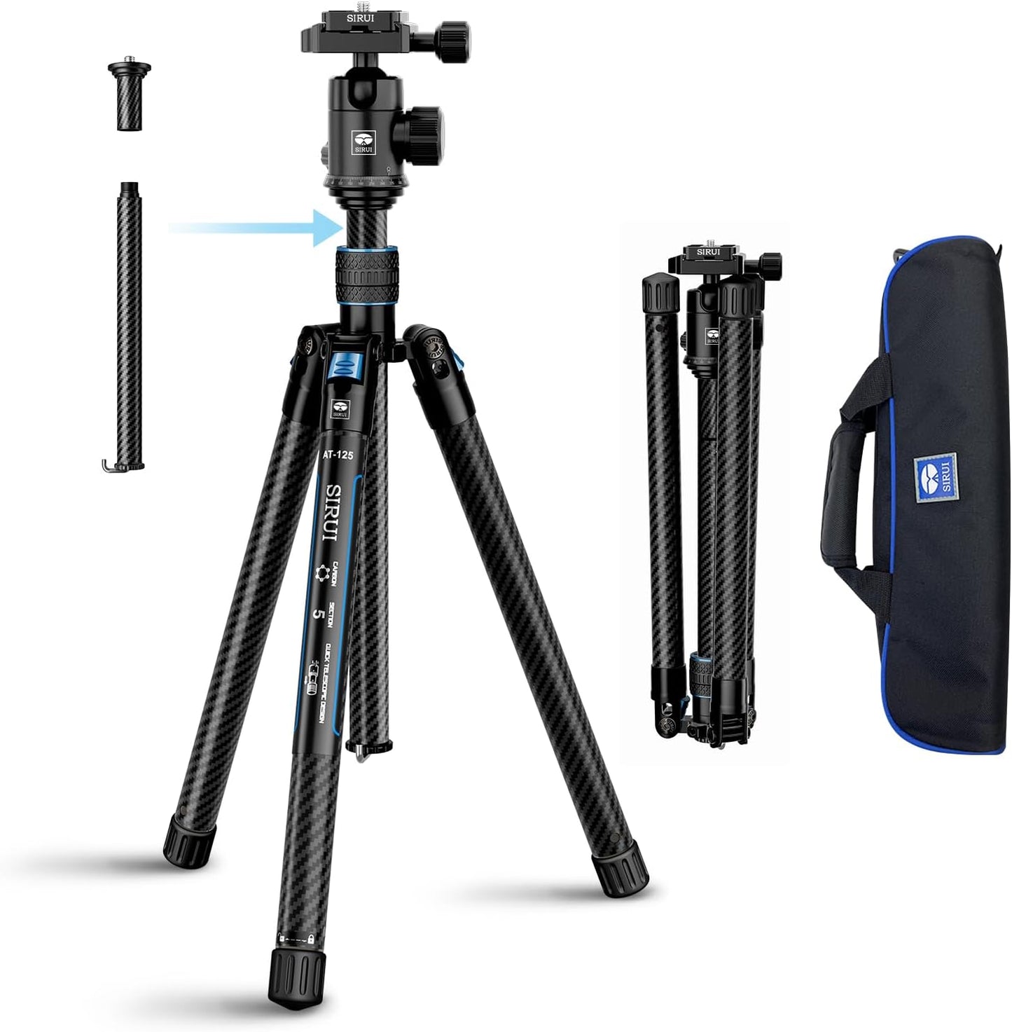 Sirui Carbon Fiber Travel Tripod with E-10 360° Ball Head Compatible with Camera (Like New, No Retail Box)