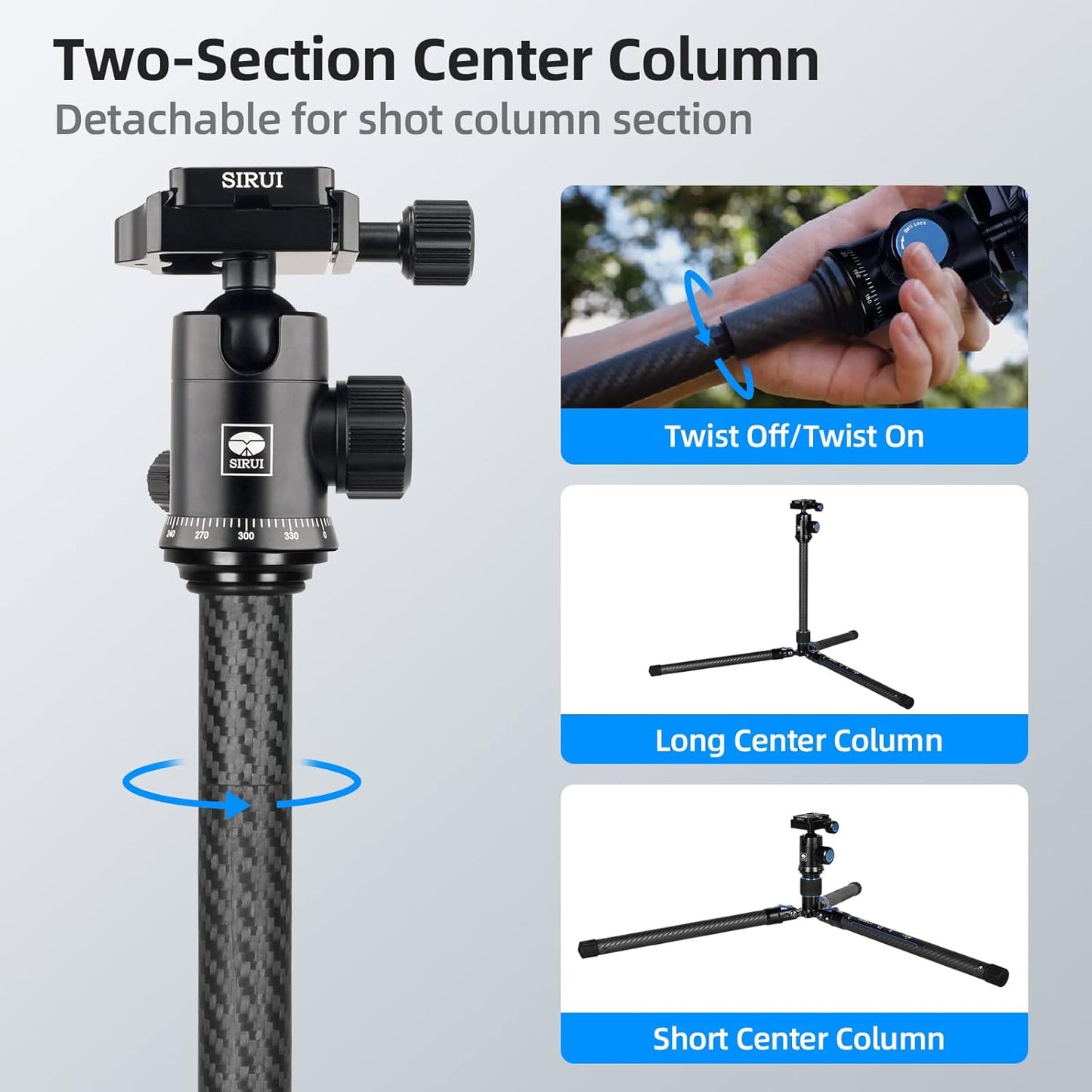 Sirui Carbon Fiber Travel Tripod with E-10 360° Ball Head Compatible with Camera (Like New, No Retail Box)