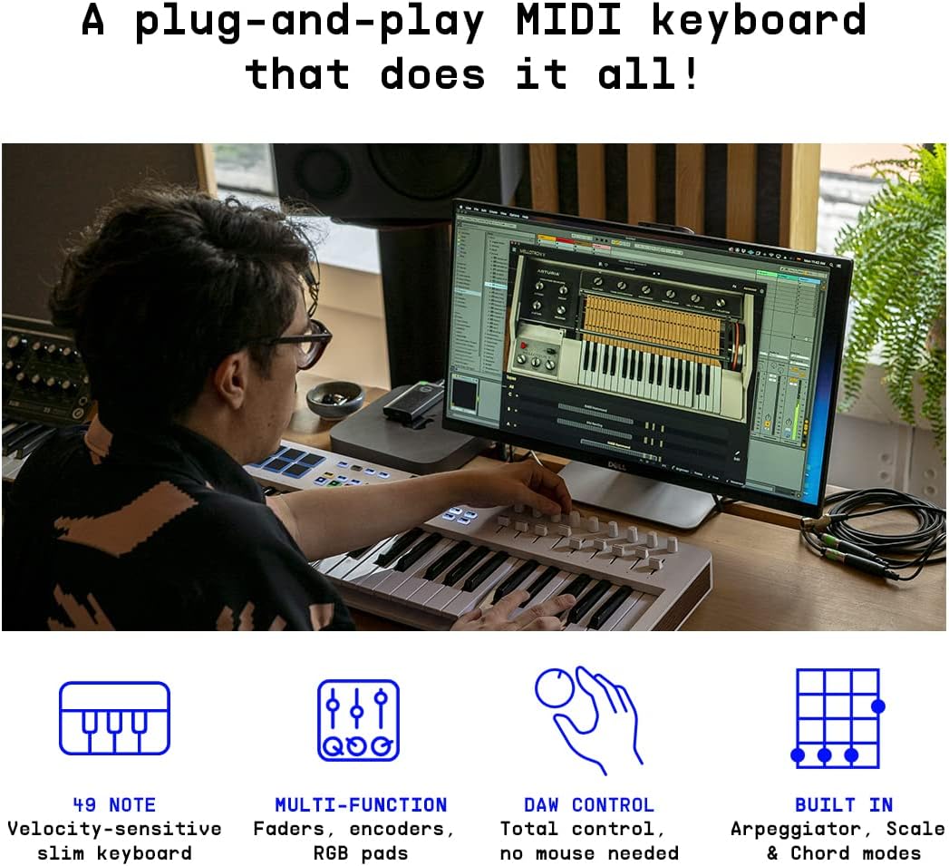 Arturia KeyLab Essential mk3 49 Key USB MIDI Keyboard Controller - White (Like New)