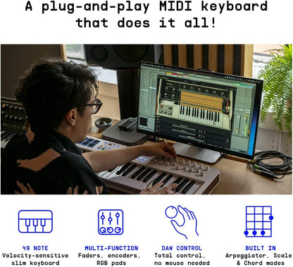 Arturia KeyLab Essential mk3 49 Key USB MIDI Keyboard Controller - White (Like New)