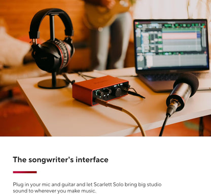 Focusrite Scarlett Solo 4th Gen USB Audio Interface for Guitarist, 2-Channel (Like New)