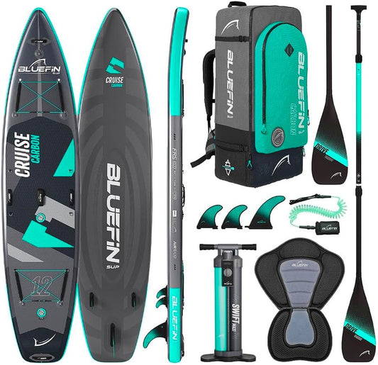Bluefin SUP Cruise Carbon 12' V4.5 Inflatable Paddleboard for Adult, Green Gray (Used)