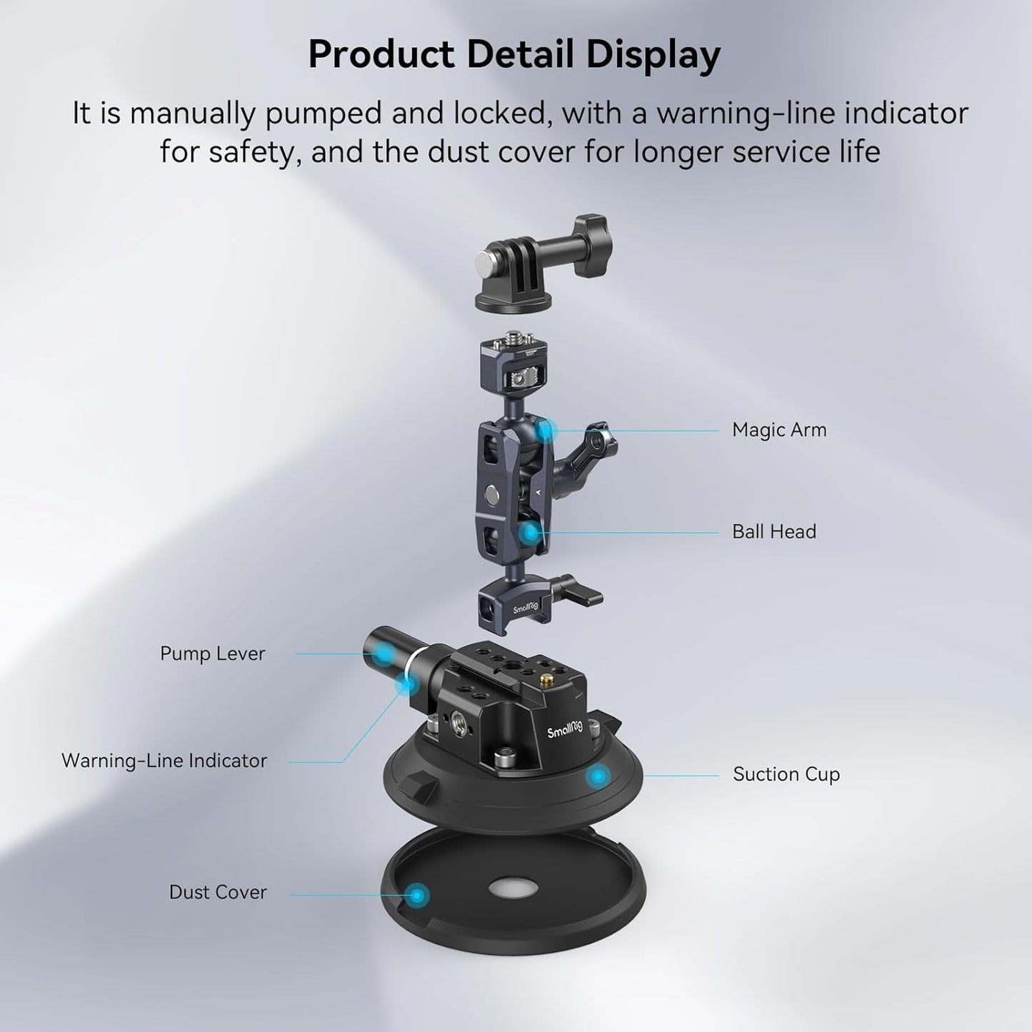 Smallrig Lightweight 4 Inches Camera Suction Mount w/ Ball Head Magic Arm, Black (Used)