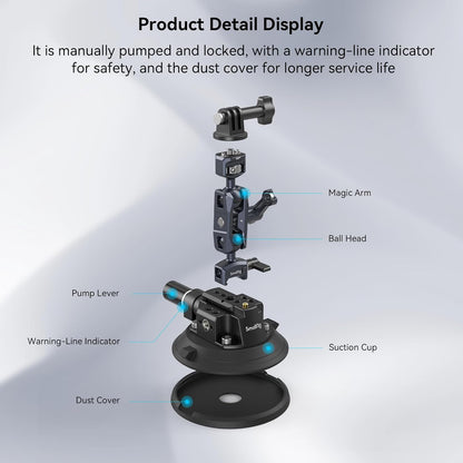 Smallrig Lightweight 4 Inches Camera Suction Mount w/ Ball Head Magic Arm, Black (Used)