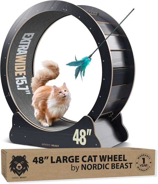 Nordic Beast 48″ XL Cat Wheel – Spine-Friendly, Ultra-Quiet Indoor Treadmill (Like New)