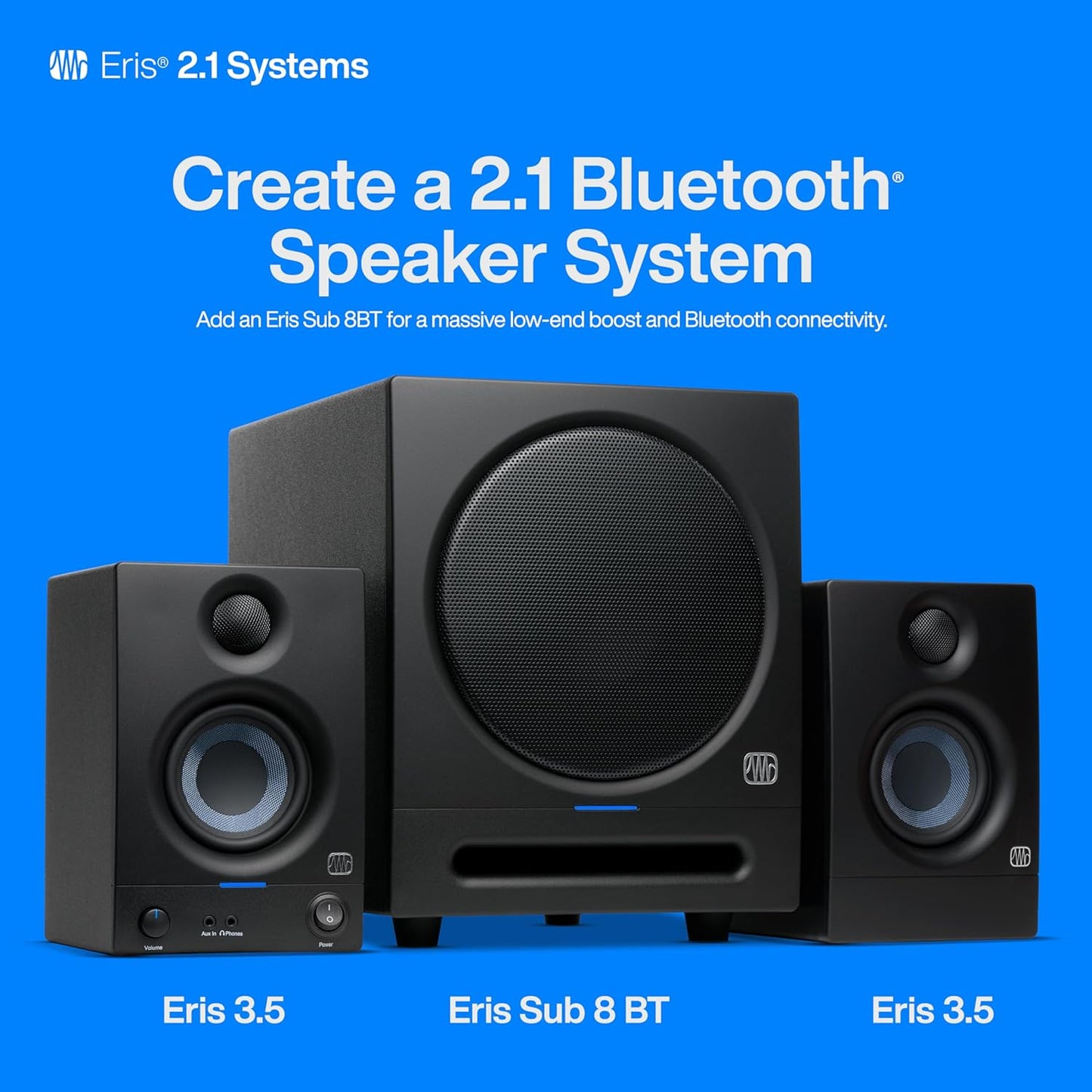 PreSonus Eris 3.5 Bluetooth 50W Powered Active Monitor Speaker, 2-Channel (Pair) (Like New)