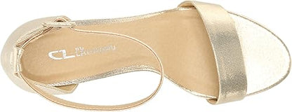Chinese Laundry Jody 2-Strap Block Heel Sandal For Women, Lt Gold, Size 7.5 Wide (Like New, Damaged Retail Box)