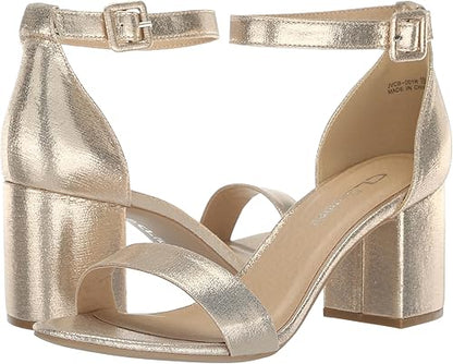 Chinese Laundry Jody 2-Strap Block Heel Sandal For Women, Lt Gold, Size 7.5 Wide (Like New, Damaged Retail Box)