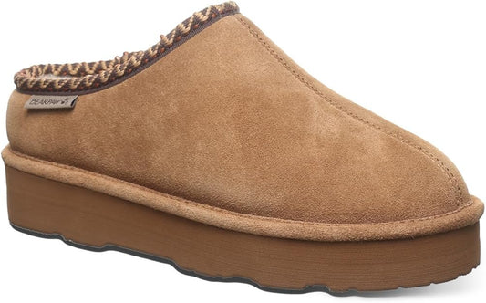 Bearpaw Suede Wool Lined Slip-On Slippers Indoor Outdoor For Women - Hickory, 8 (Like New)