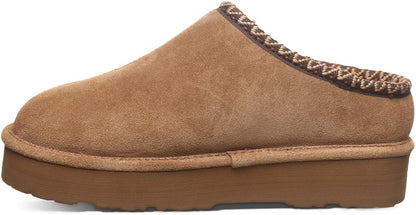 Bearpaw Suede Wool Lined Slip-On Slippers Indoor Outdoor For Women - Hickory, 8 (Like New)