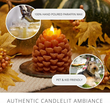 Luminara Pinecone Flameless Candle, Battery Operated with Timer, Moving Flame (Like New)