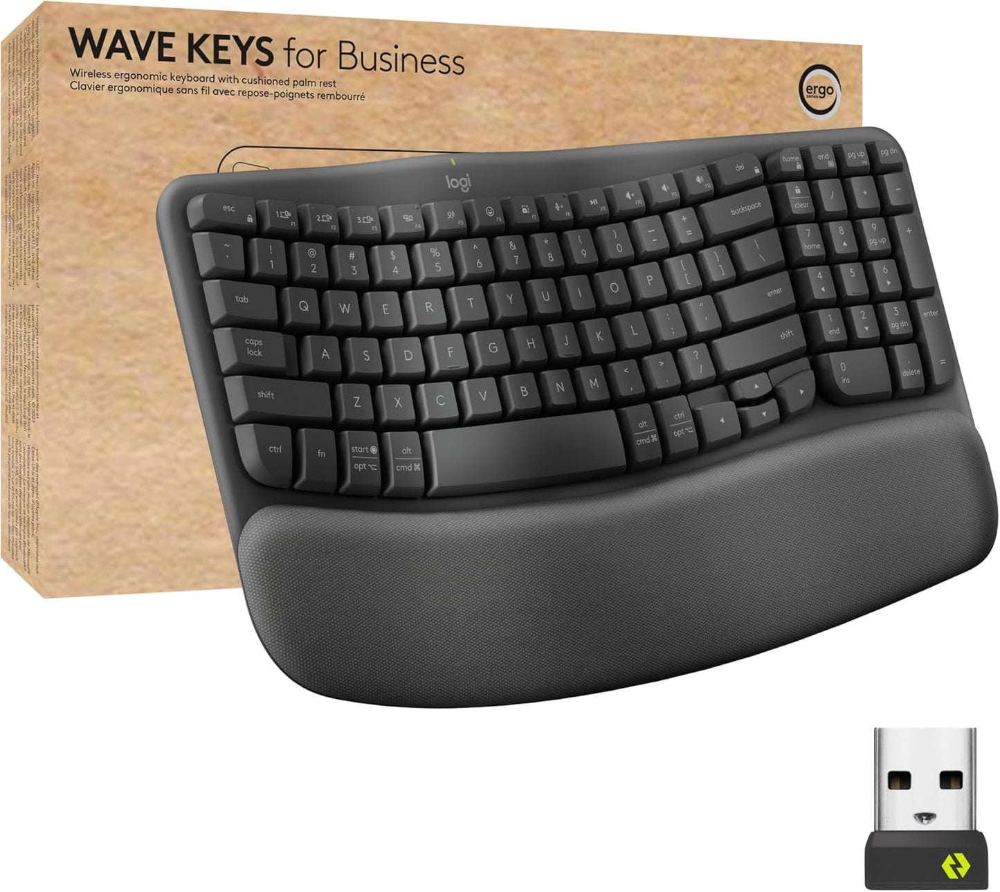 Logitech Wave Keys Wireless Ergonomic Keyboard Compatible w/ Computer - Graphite (Like New)