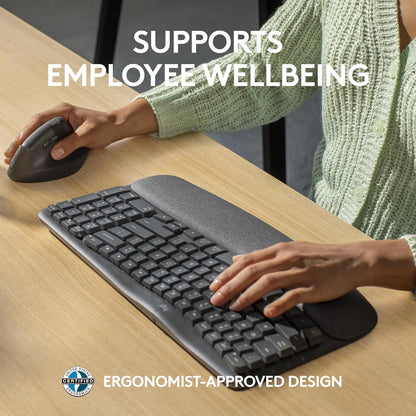 Logitech Wave Keys Wireless Ergonomic Keyboard Compatible w/ Computer - Graphite (Like New)