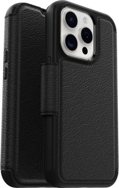 OtterBox MagSafe Magnetic 4.7" Strada Folio Series Case for iPhone 15 Pro, BLACK (Like New, No Retail Box)