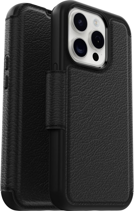 OtterBox MagSafe Magnetic 4.7" Strada Folio Series Case for iPhone 15 Pro, BLACK (Like New, No Retail Box)