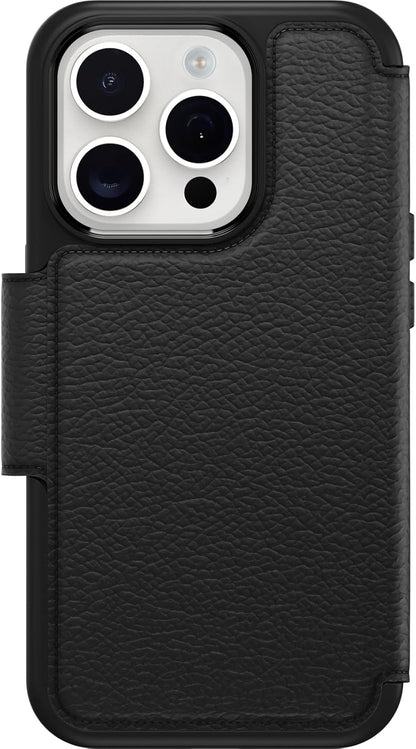 OtterBox MagSafe Magnetic 4.7" Strada Folio Series Case for iPhone 15 Pro, BLACK (Like New, No Retail Box)