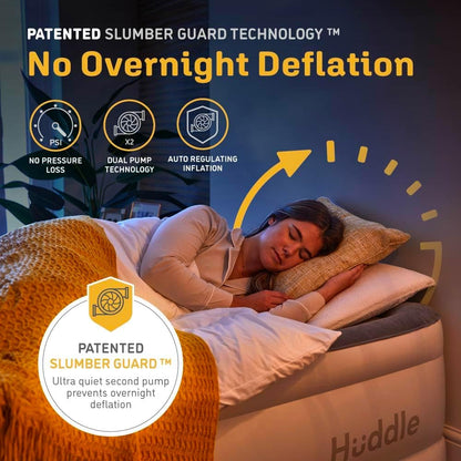 Huddle Inflatable Air Bed with Dual Pump SlumberGuard Technology, Full - Grey (Used)