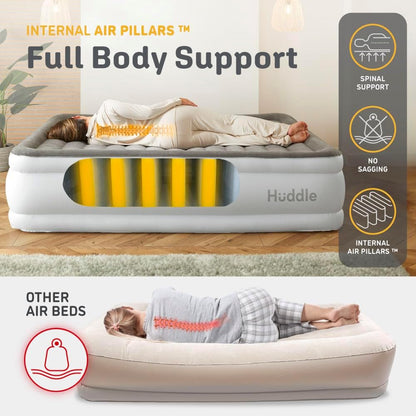 Huddle Inflatable Air Bed with Dual Pump SlumberGuard Technology, Full - Grey (Used)