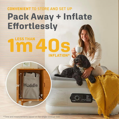 Huddle Inflatable Air Bed with Dual Pump SlumberGuard Technology, Full - Grey (Used)